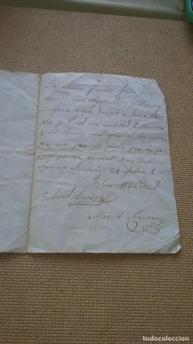 Manuscritos antiguos: Manuscrito. Reconocimiento deuda 1873. Joan march servera? (744-2) - Foto 1