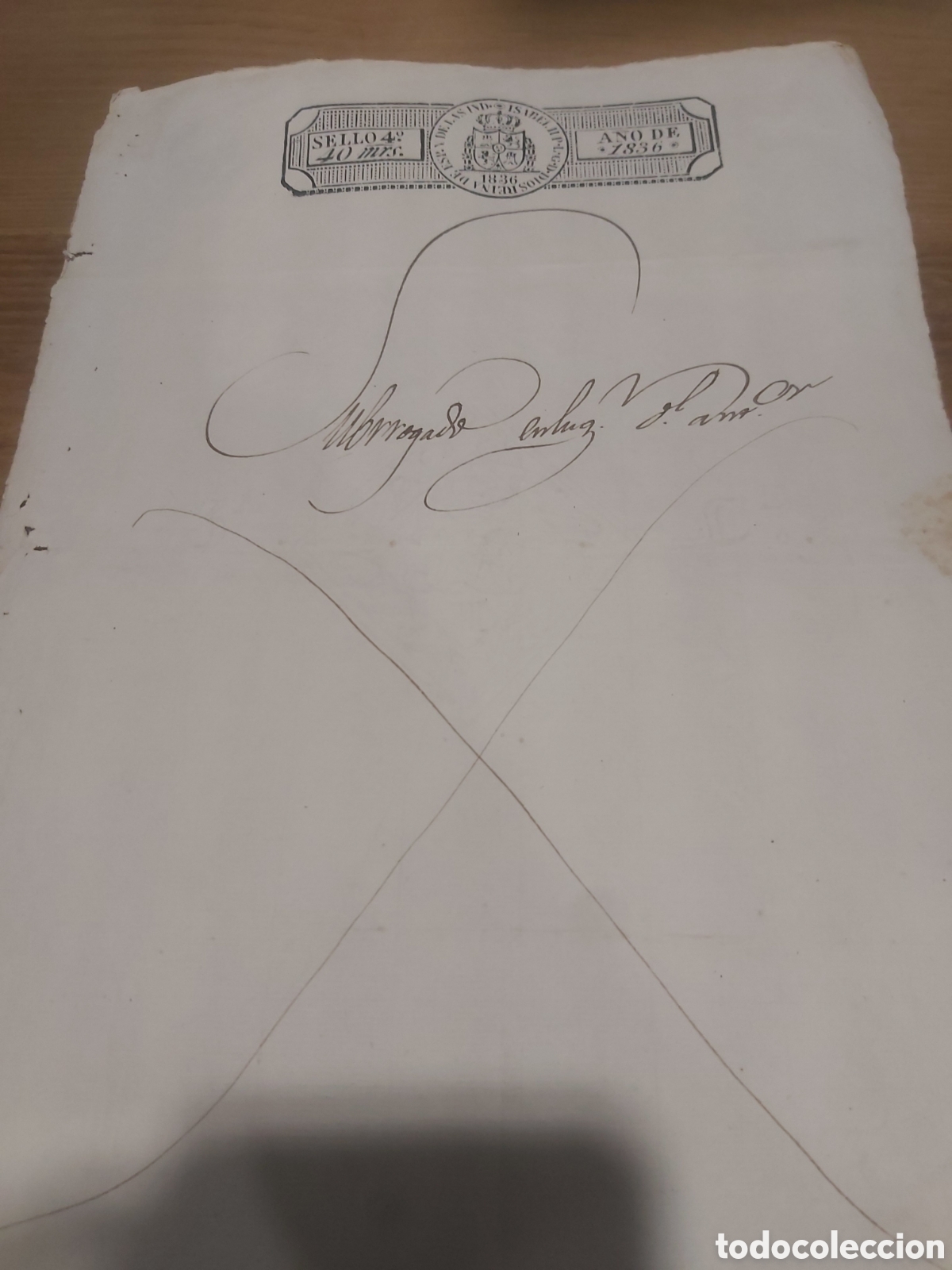 Manuscritos antiguos: 1836 sello cuarto cuarenta maraved&iacute;s Isabel II - Foto 1