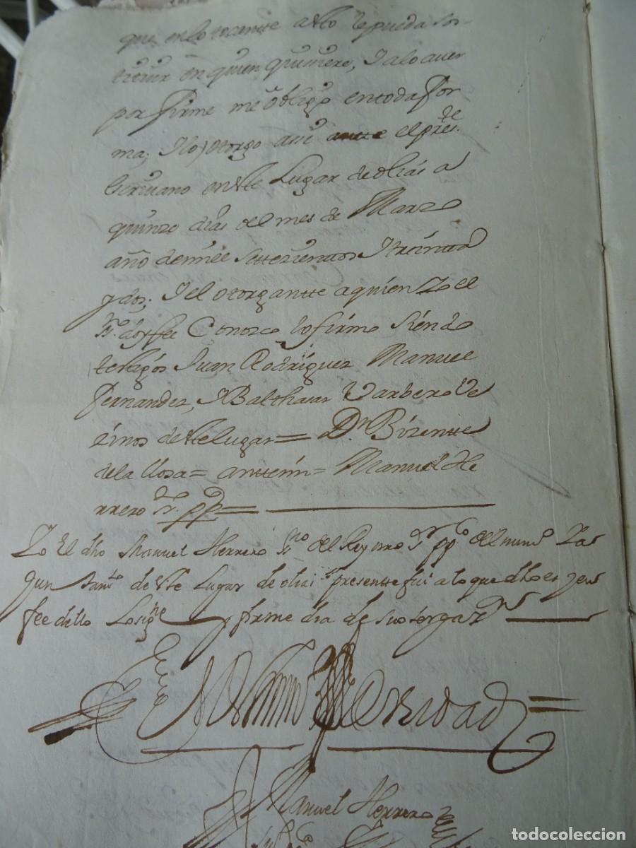 Manuscritos antiguos: Ol&iacute;as, Toledo, poder para testar, 1732, 6 pags - Foto 4