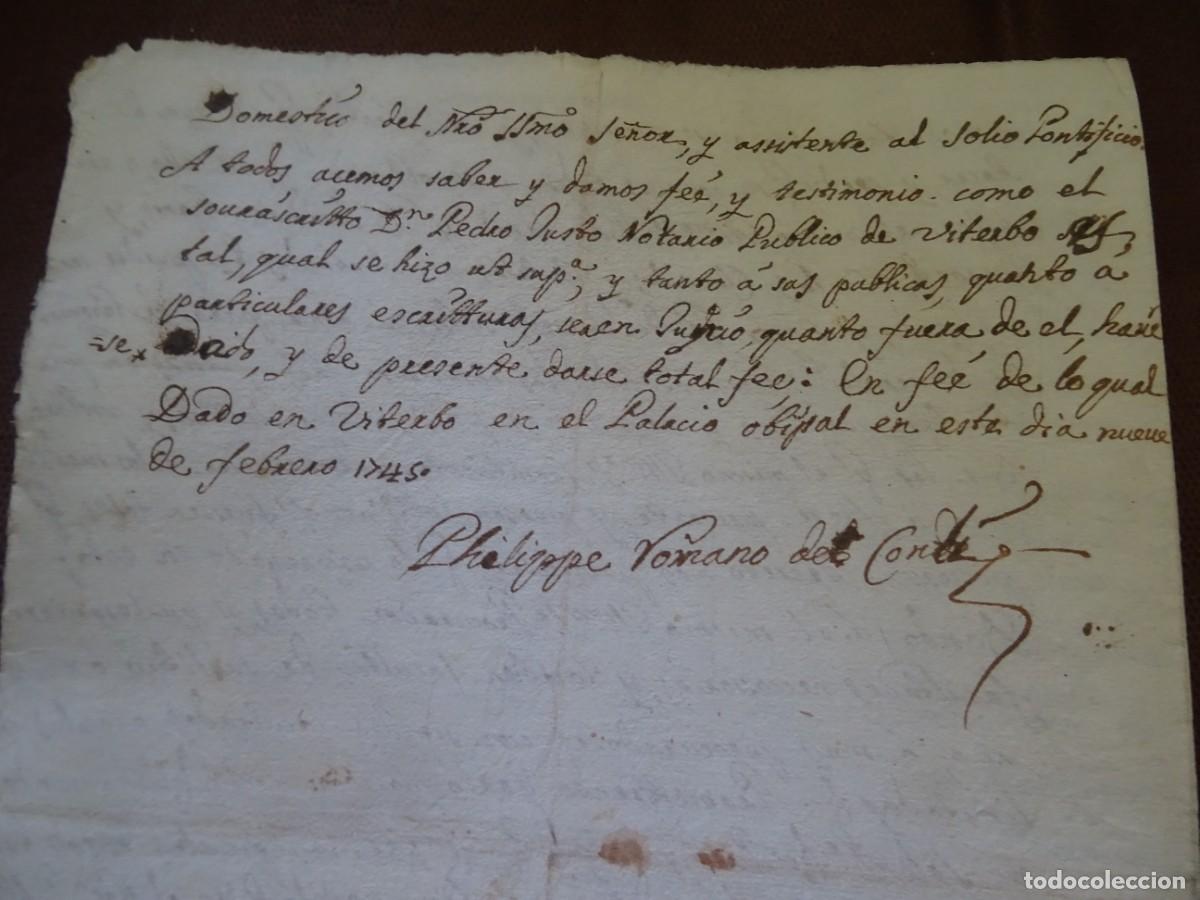 Manuscritos antiguos: Eugenio Gerardo Lobo, Mariscal de Campo, poeta, poder en Viterbo, 1745, 4 pags - Foto 3