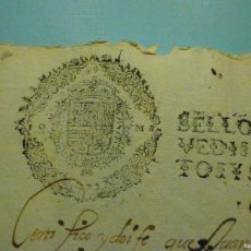 Manuscritos antiguos: SELLO CUARTO 4º QVARTO - 10 MARAVEDIS AÑO 1673 - DOCUMENTO MANUSCRITO - CARLOS II - TIMBROLOGÍA