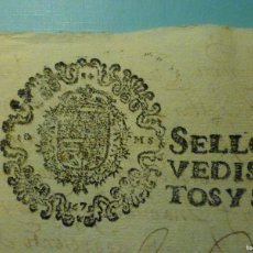Manuscritos antiguos: SELLO CUARTO 4º QVARTO - 10 MARAVEDIS AÑO 1675 - DOCUMENTO MANUSCRITO - CARLOS II - TIMBROLOGÍA