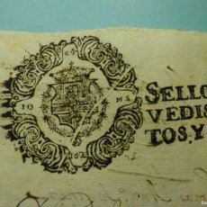Manuscritos antiguos: SELLO CUARTO 4º QVARTO - 10 MARAVEDIS AÑO 1676 - DOCUMENTO MANUSCRITO - CARLOS II - TIMBROLOGÍA