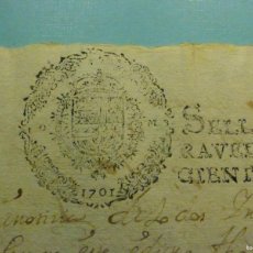 Manuscritos antiguos: SELLO CUARTO 4º QVARTO - 10 MARAVEDIS AÑO 1701 - DOCUMENTO MANUSCRITO - FELIPE V - TIMBROLOGÍA