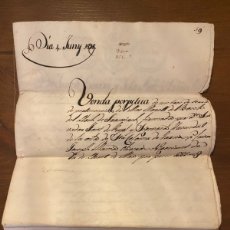 Manuscritos antiguos: ESCRITURA DE VENTA PERPETUA 1832 VILA DE LLORET DE MAR