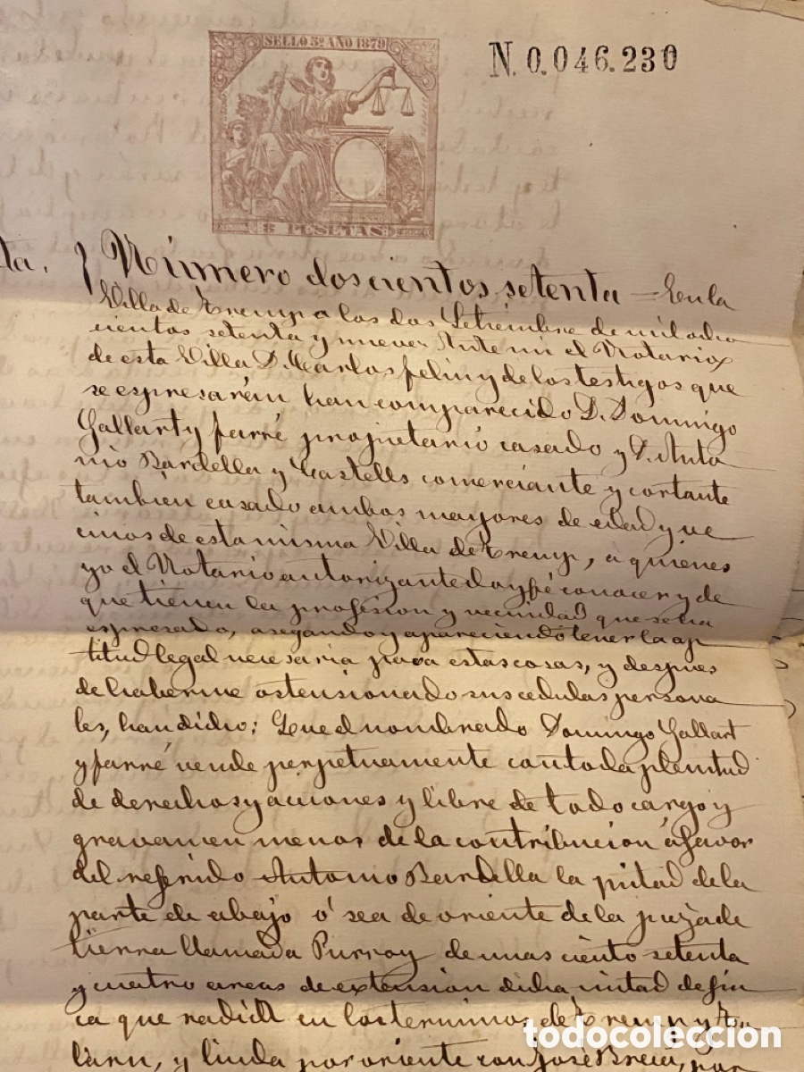 Manuscritos antiguos: ESCRITURA DE VENTA 1879 VILA DE TREMP - Foto 4