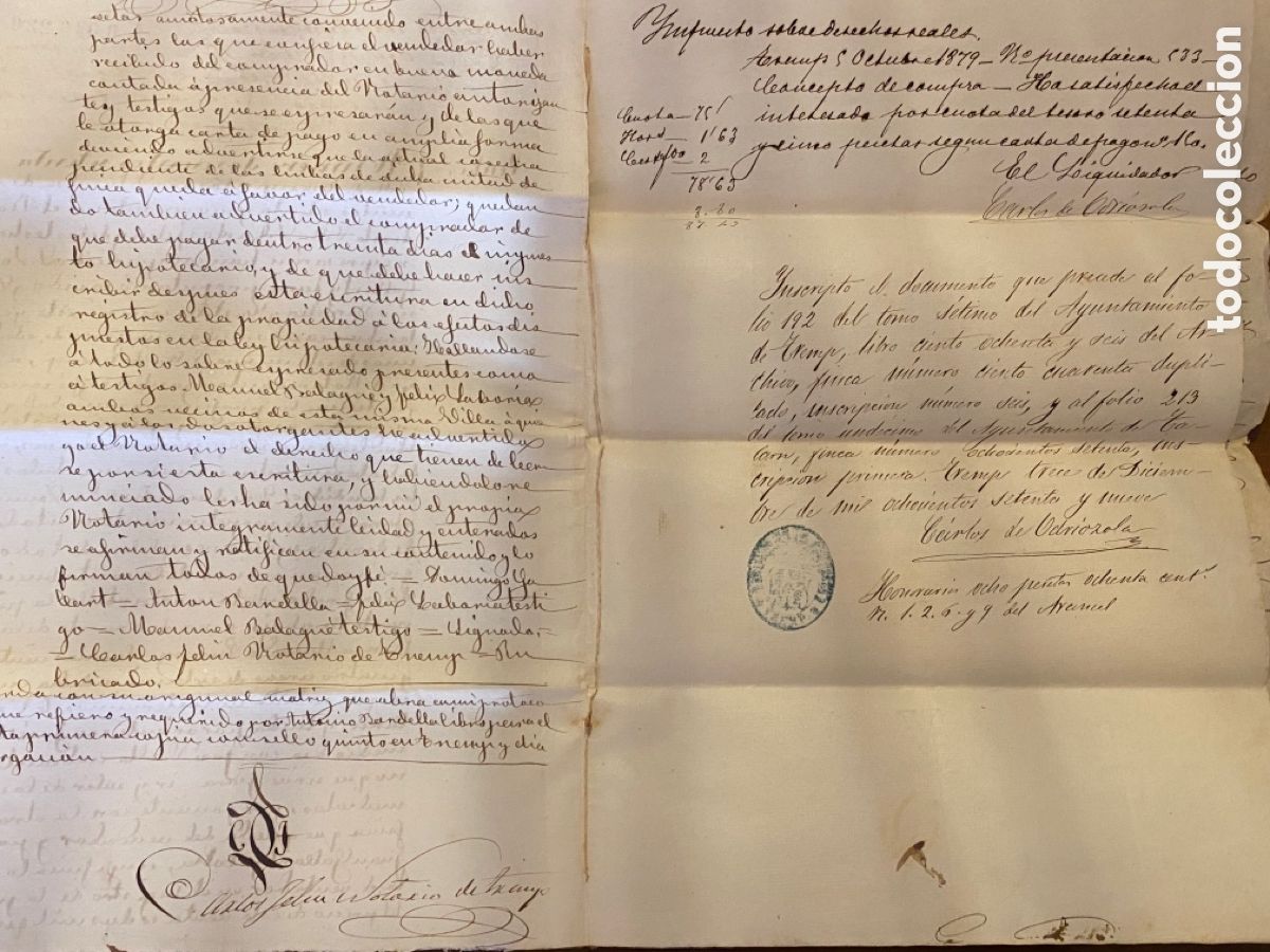 Manuscritos antiguos: ESCRITURA DE VENTA 1879 VILA DE TREMP - Foto 5