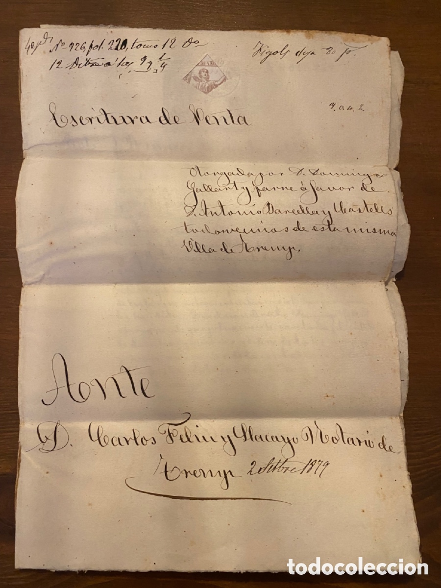 Manuscritos antiguos: ESCRITURA DE VENTA 1879 VILA DE TREMP - Foto 1