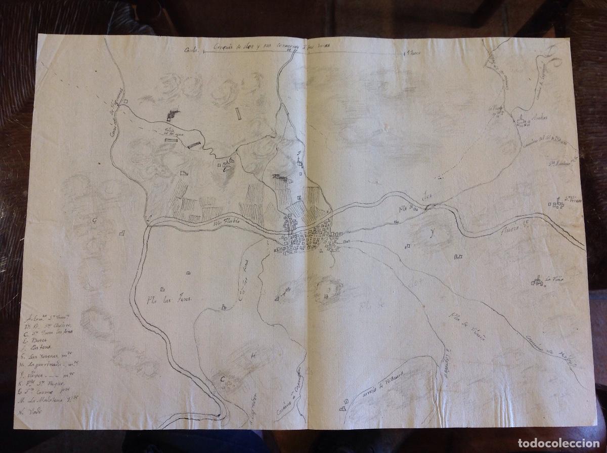 Ancient Manuscripts: An&oacute;nimo. Mapa de Olot y sus contornos. Manuscrito.