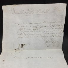 Manuscritos antiguos: RECIBO MANUSCRITO 1829 TAMBOR DEL BATALLÓN DE VOLUNTARIOS REALISTAS DE CABEZÓN DE LA SAL, CANTABRIA.