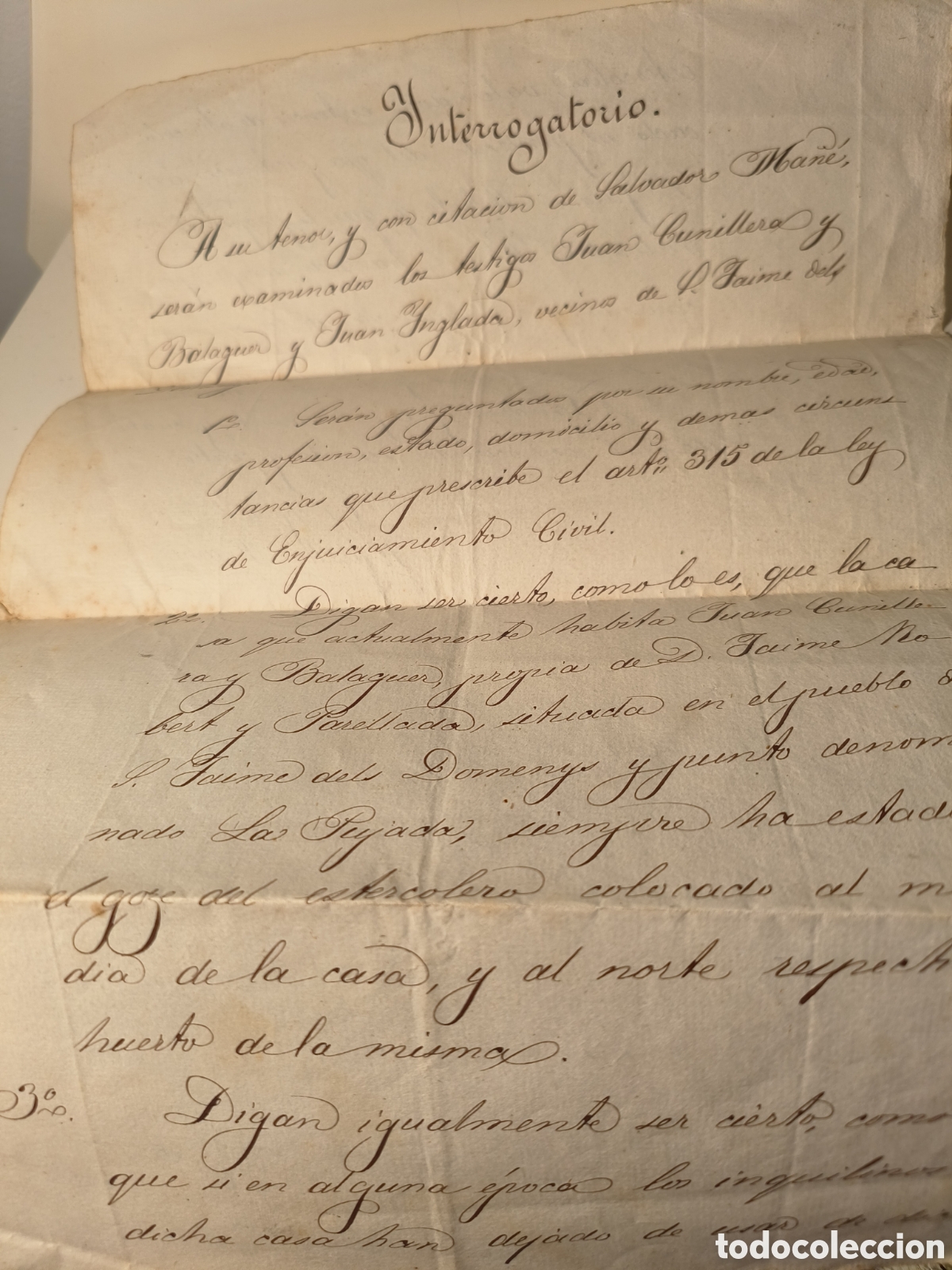 Manuscritos antiguos: Interrogatorio civil 1864 - Foto 1