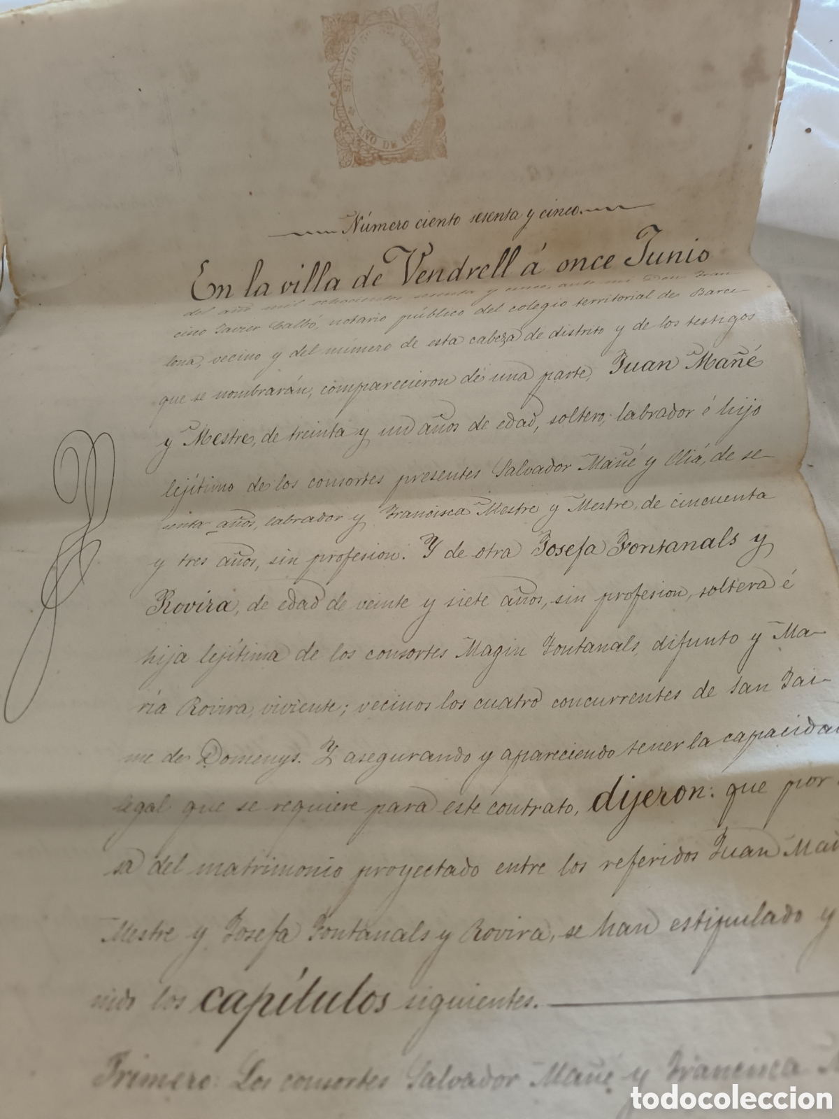 Manuscritos antiguos: Escritura Matrimonio con dote 1865 - Foto 2