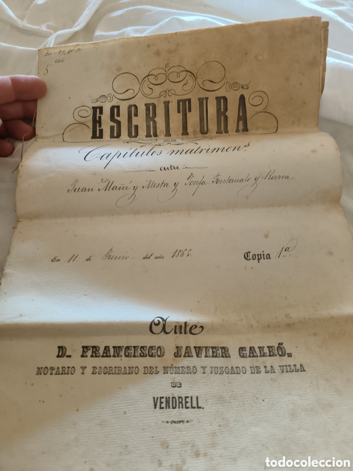 Manuscritos antiguos: Escritura Matrimonio con dote 1865 - Foto 1