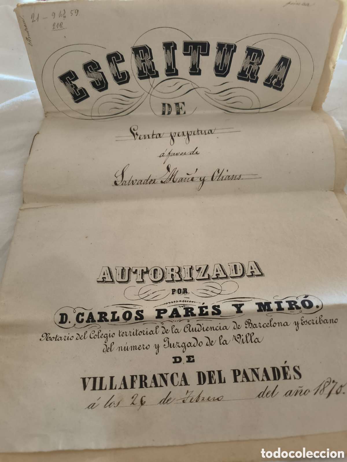 Manuscritos antiguos: Escrituras 1870 - Foto 1