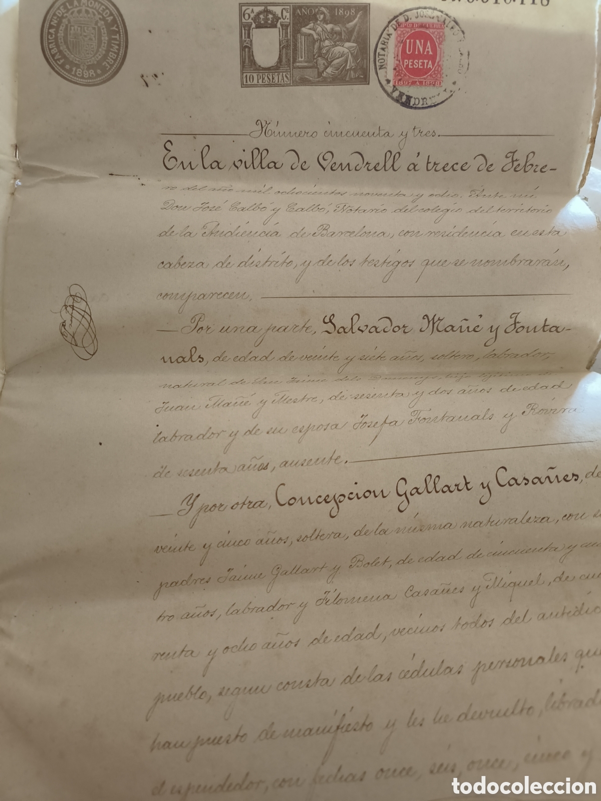 Manuscritos antiguos: Escritura 1898 - Foto 3