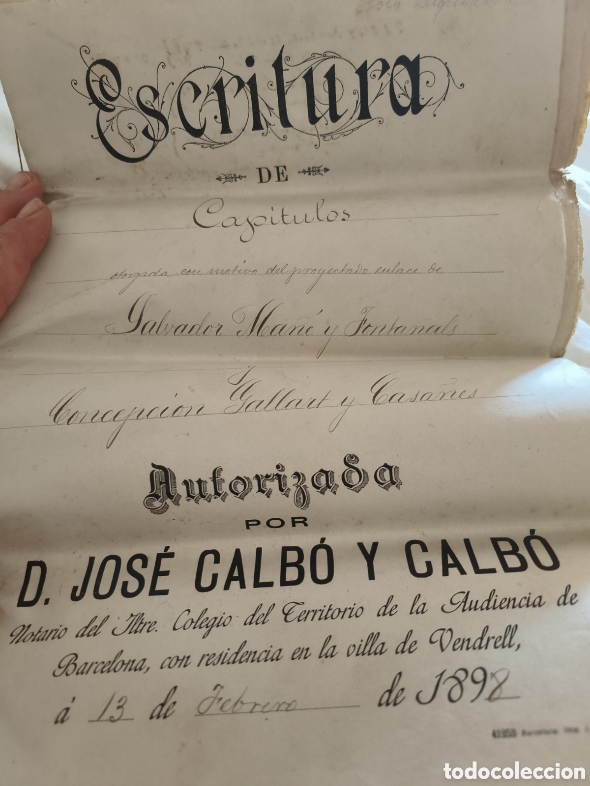 Manuscritos antiguos: Escritura 1898 - Foto 1