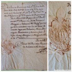 Manuscritos antiguos: BALEARES - MALLORCA - CERTIFICADO PARTIDA BAUTISMO SANTA IGLESIA 1769 CON SELLO DE PLACA