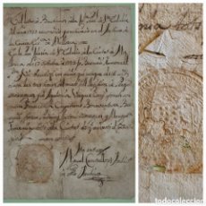 Manuscritos antiguos: BALEARES - MALLORCA - CERTIFICADO PARTIDA BAUTISMO IGLESIA SANTA EULALIA 1733 CON SELLO DE PLACA