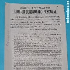 Manuscritos antiguos: UTRERA (SEVILLA) - CONTRATO DE ARRENDAMIENTO CORTIJO DENOMINADO PEZCOZAL - AÑO 1915 HAZAS Y COLONOS