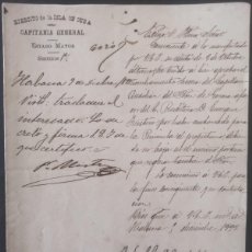 Manuscritos antiguos: 1898 FIRMADO POR EL ULTIMO GOBERNADOR GENERAL ESPAÑOL DE CUBA ADOLFO JIMÉNEZ CASTELLANOS