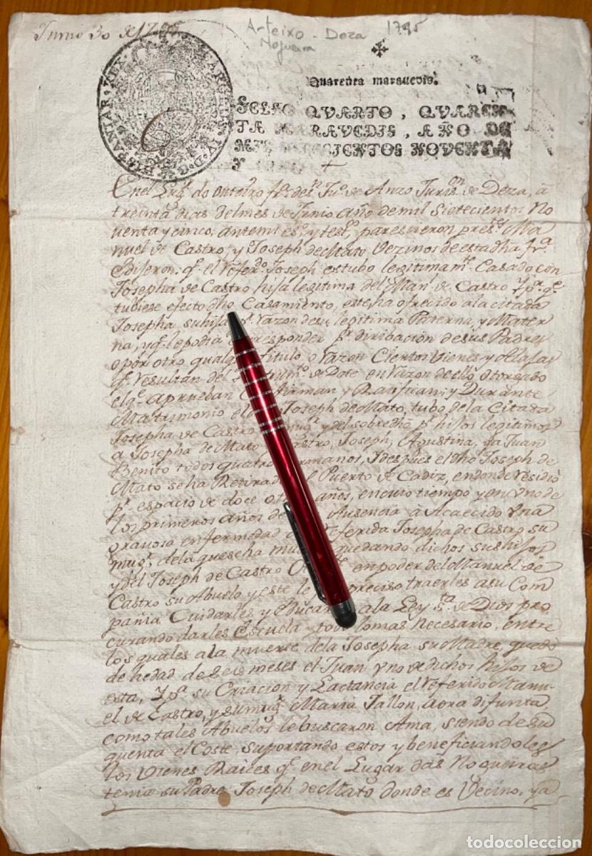 Manuscritos antiguos: ARTEIXO- DEZA- CORU&Ntilde;A - DOCUMENTO MANUSCRITO- 1795 - Foto 1