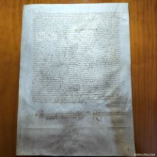 Manuscritos antiguos: GRAN PERGAMINO. ACEPTACIÓN DE HERENCIA BARCELONA 1501. 30X41 CM.