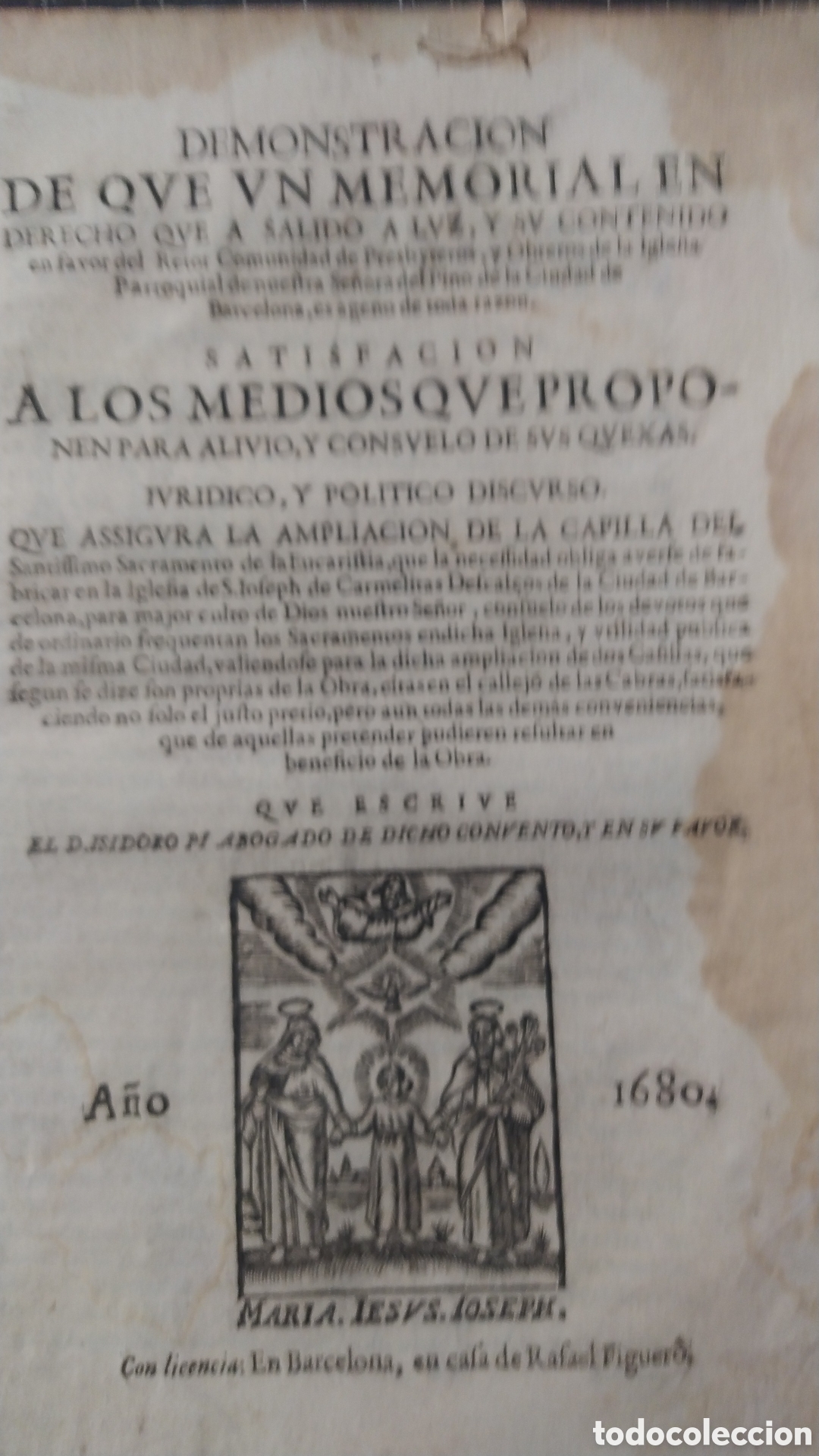 Manuscritos antiguos: DEMOSTRACION DE QUE UN MEMORABLE A SALIDO A LA LUZ - Foto 1