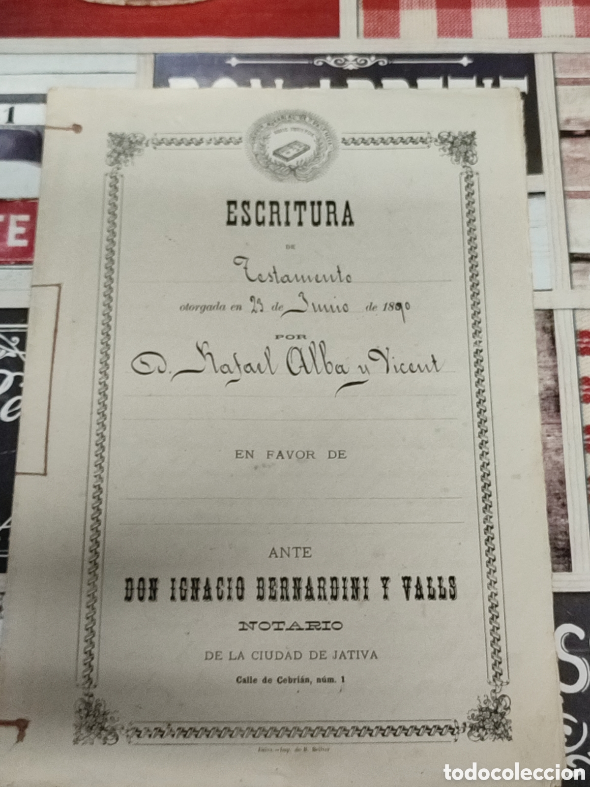 Alte Manuskripte: Antigua escritura de testamento manuscrita del a&ntilde;o 1890, Xativa, J&aacute;tiva.