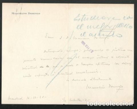 Manoscritti antichi: MARCELINO DOMINGO: CARTA DE RECOMENDACI&Oacute;N A M. ORDO&Ntilde;EZ