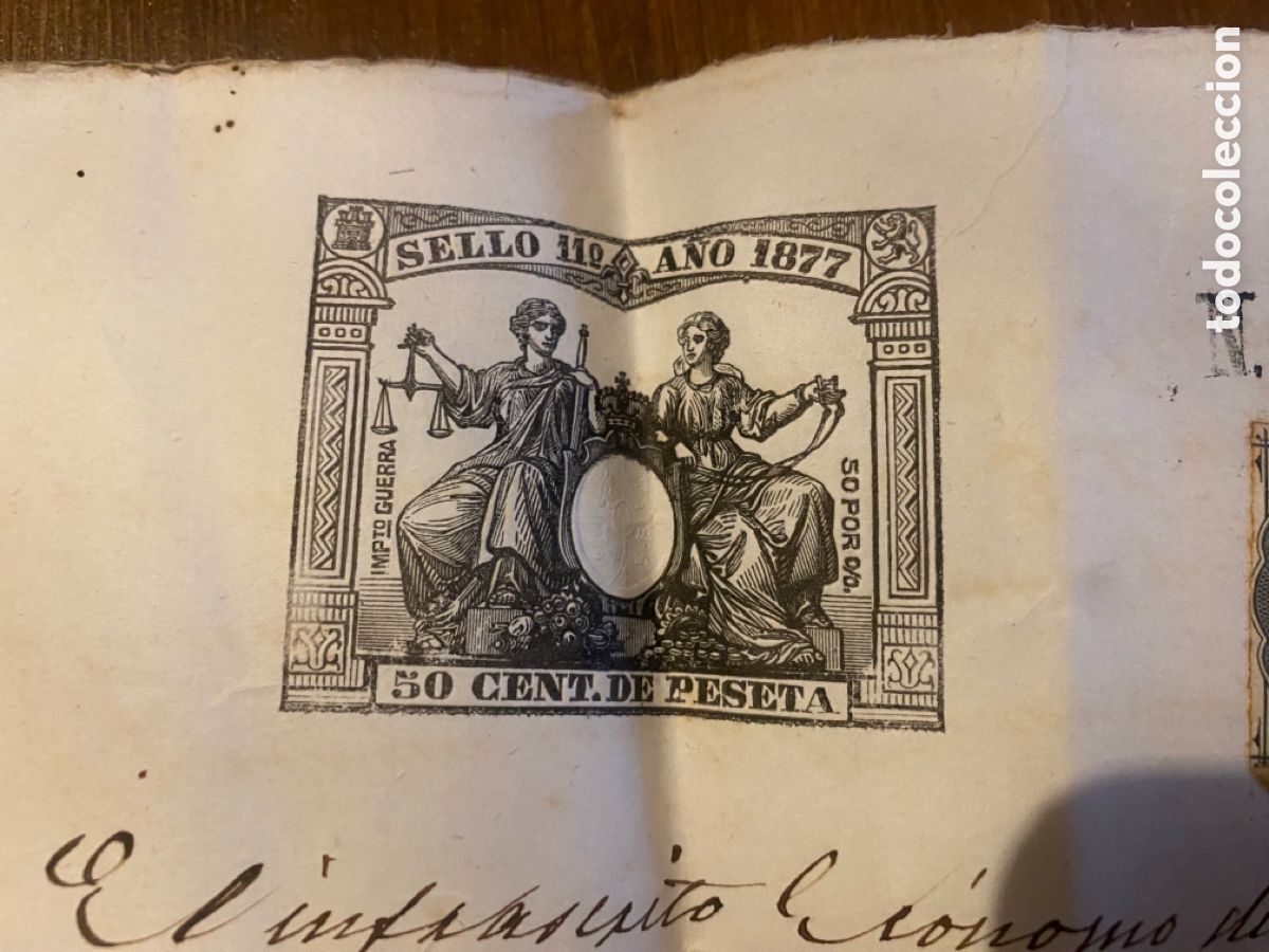 Manuscritos antiguos: Certificado de bautismo 1877 obispado del Urgell - Foto 2