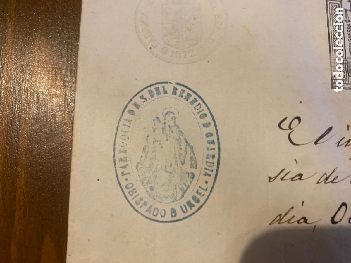 Manuscritos antiguos: Certificado de bautismo 1877 obispado del Urgell - Foto 4