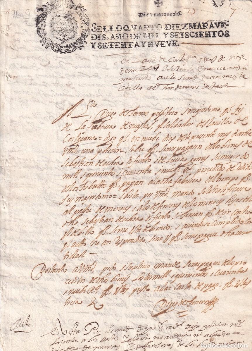Manuscritos antiguos: Documento en la Villa de Cortegana Huelva en el a&ntilde;o 1679 - Foto 1