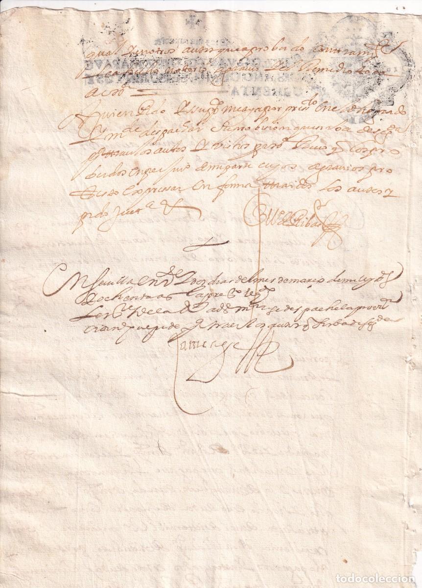 Manuscritos antiguos: Documento notarial en la Villa de Cortegana Huelva en el a&ntilde;o 1680. 1 hoja - Foto 2
