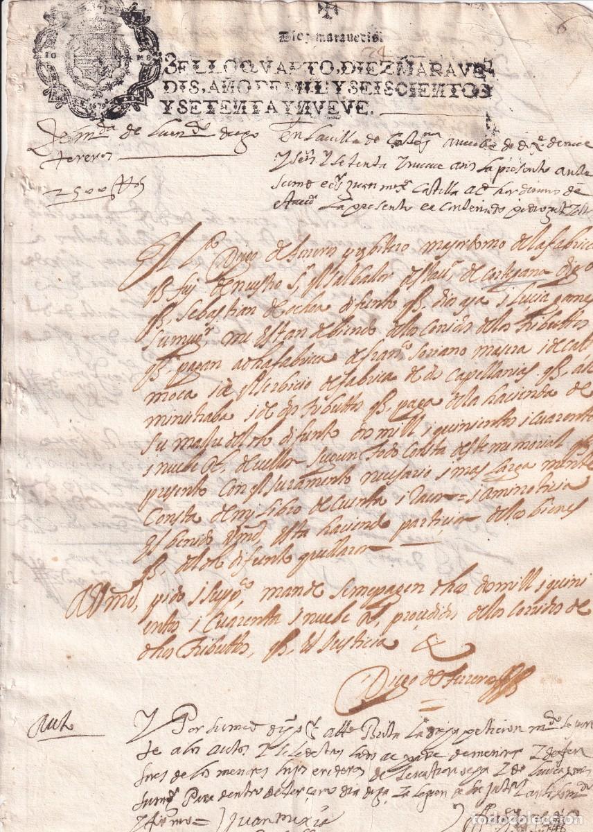 Manuscritos antiguos: Documento en la villa de Cortegana Huelva, fechado en el a&ntilde;o 1679 - Foto 1