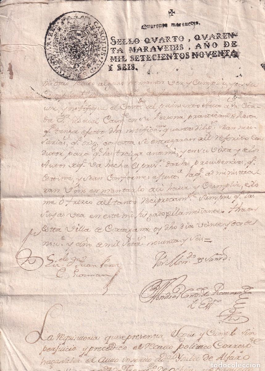Manuscritos antiguos: Documentaci&oacute;n efectuada en la Villa de Cortegana, Badajoz en el a&ntilde;o 1796 - Foto 2