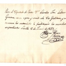 Manuscritos antiguos: CARTA MANUSCRITA PARA EL DIPUTADO DE LAS CORTES LEANDRO JOSÉ LADRON GUEVARA. 1823