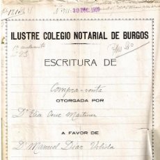 Manuscritos antiguos: ESCRITURA MANUSCRITA DE 1920, NOTARIO SEBASTIAN RIVAS LARRAZ, DE BURGOS, RESIDE EN BRIONES-LA RIOJA