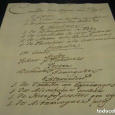 Manuscritos antiguos: UNO DE LOS PRIMEROS MANUSCRITOS DE LA PAELLA VALENCIANA ARROZ MENÚ REINA DE ESPAÑA 1789 MADRID XVIII