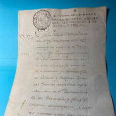 Manuscritos antiguos: CARLOS III 1771 MANUSCRITO PAPEL SELLADO O TIMBRADO, SELLO DE POBRES CUATRO MARAVEDIS