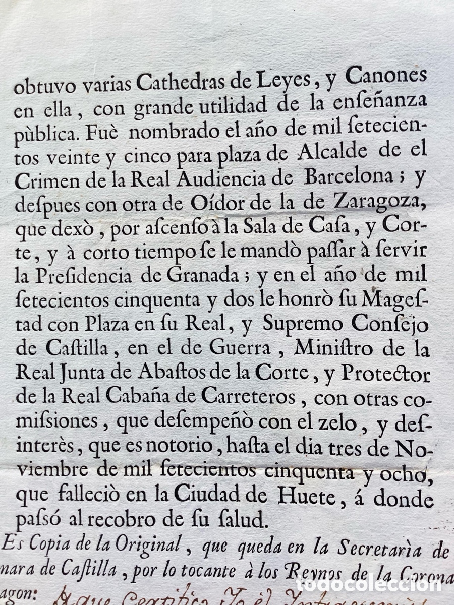 Manuscritos antiguos: RELACI&Oacute;N DE T&Iacute;TULOS Y M&Eacute;RITOS VILLA DE CALANDA - Foto 3