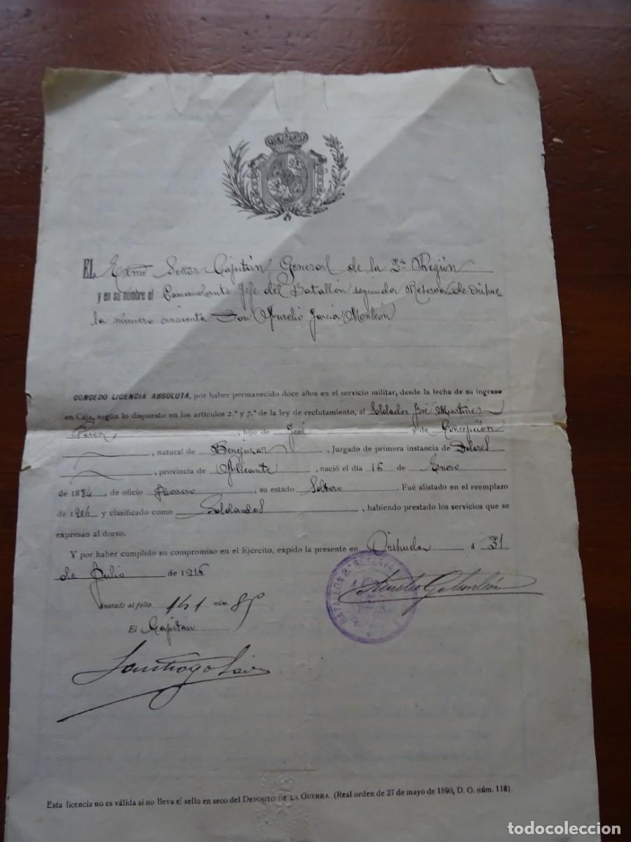 Manuscritos antiguos: Hoja de servicios soldado 1904 1916 4 pags - Foto 1