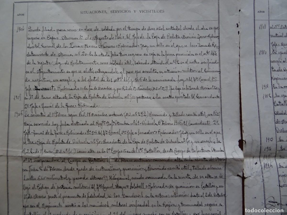 Manuscritos antiguos: Hoja de servicios soldado 1904 1916 4 pags - Foto 2