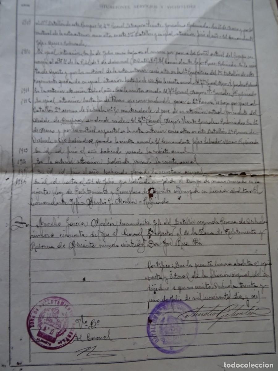 Manuscritos antiguos: Hoja de servicios soldado 1904 1916 4 pags - Foto 3