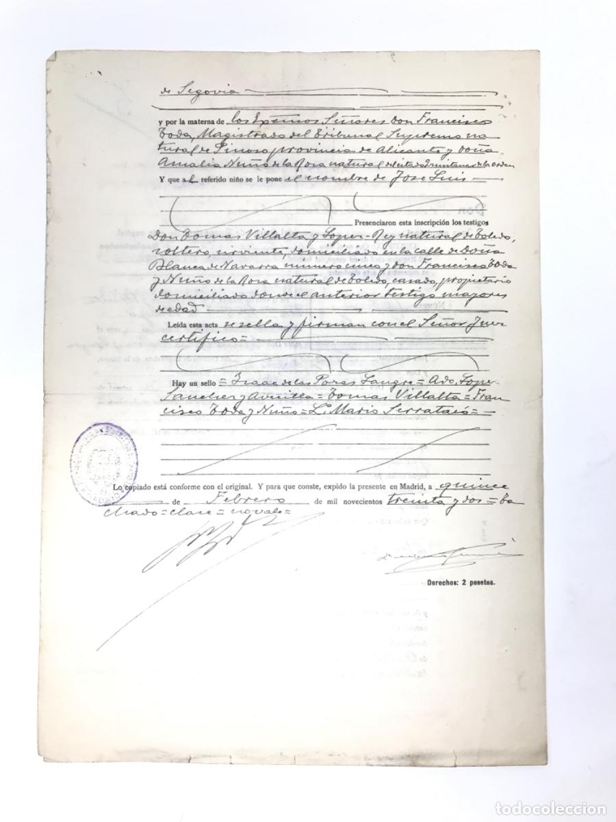 Manuscritos antiguos: Partida de nacimiento de 1901 - Foto 2
