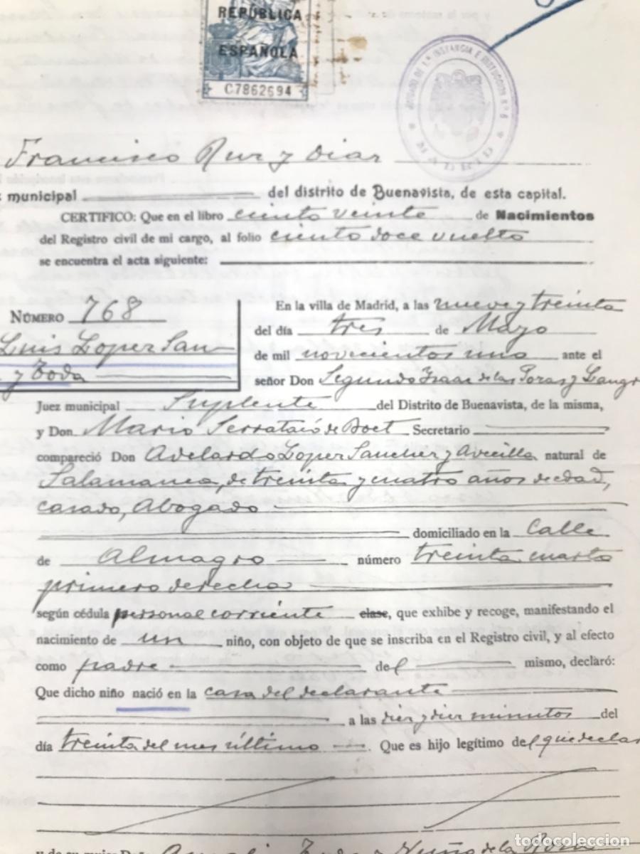 Manuscritos antiguos: Partida de nacimiento de 1901 - Foto 4