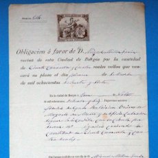 Manuscritos antiguos: ANTIGUO DOCUMENTO: OBLIGACIÓN Á FAVOR. BURGOS 1887