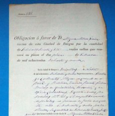 Manuscritos antiguos: ANTIGUO DOCUMENTO: OBLIGACIÓN Á FAVOR. BURGOS 1888