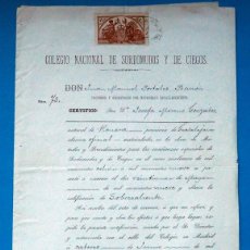 Manuscritos antiguos: ANTIGUO DOCUMENTO: COLEGIO NACIONAL DE SORDOMUDOS Y DE CIEGOS. MADRID-GUADALAJARA. AÑO 1909