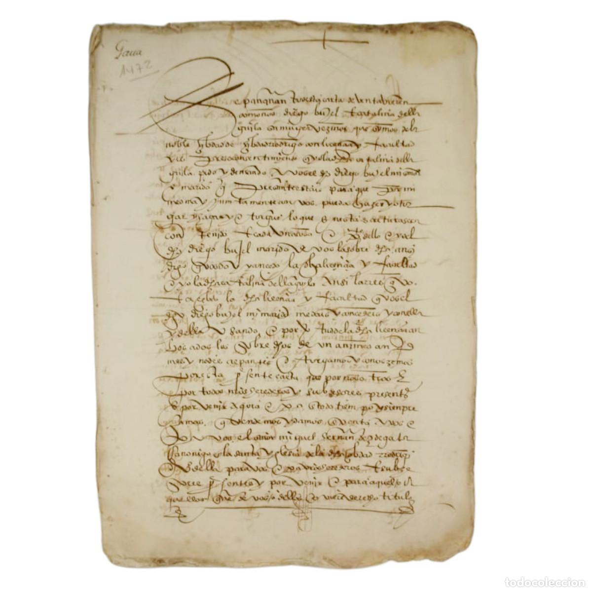 Manuscritos antiguos: MANUSCRITO - VENTA DE UN SOLAR EN CIUDAD RODRIGO - 1559 - Foto 1