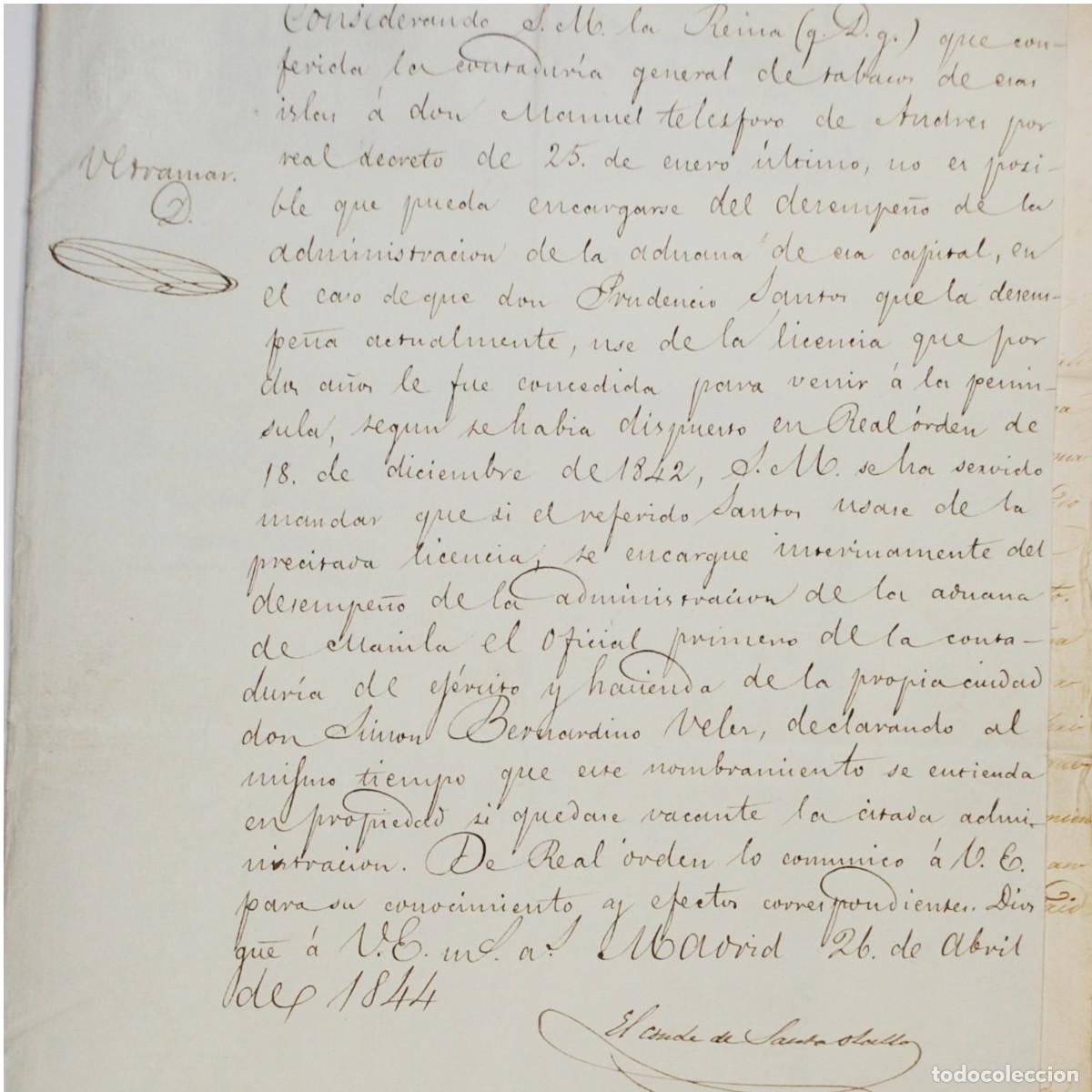 Manuscritos antiguos: DOCUMENTOS OFICIALES DE ULTRAMAR (FILIPINAS) - S. XIX - Foto 3